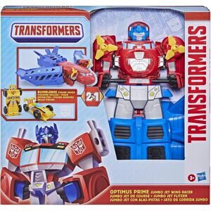 Transformers Optimus Prime Jumbo Jet Wing Racer Playset with Bumblebee Racecar
